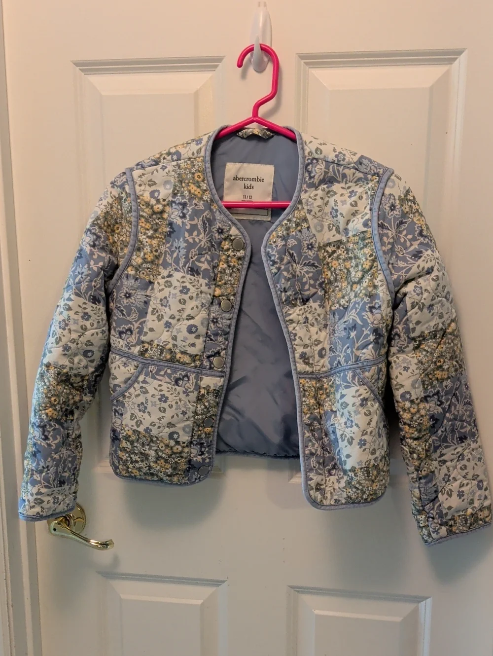 abercrombie kids Blue Floral Quilted Jacket